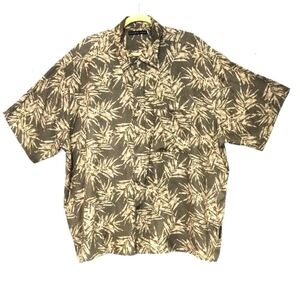 Natura Issue shirt bottom down short sleeves olive green& cream Size:XXL